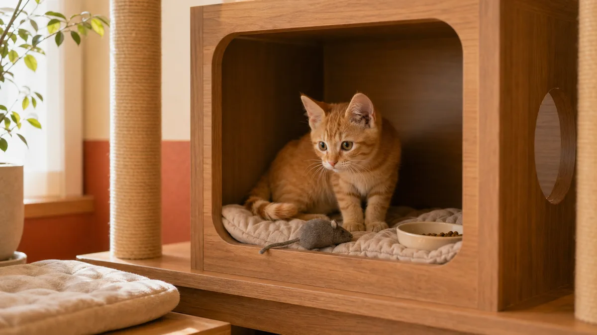 猫用個室で過ごす子猫