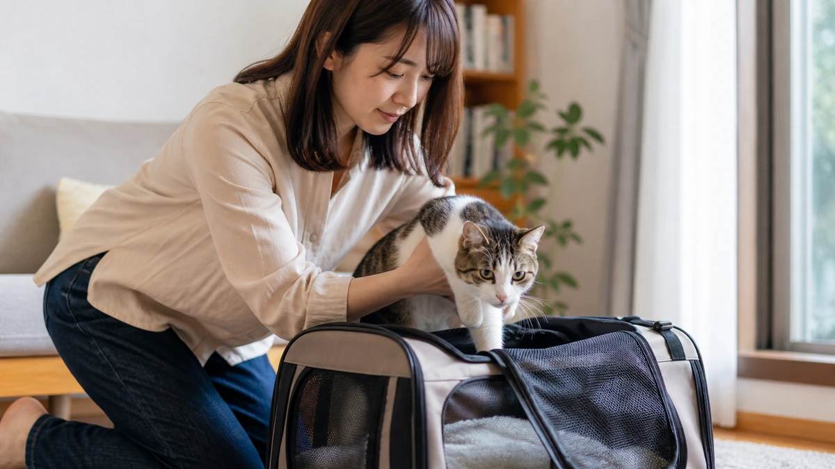 猫を預ける飼い主のイメージ