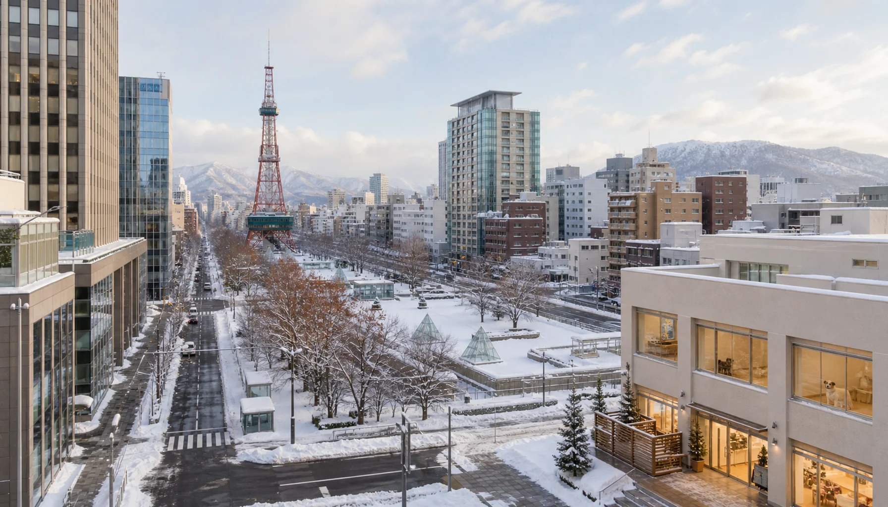 札幌中心部の清潔な暖房付きペットホテル内装
