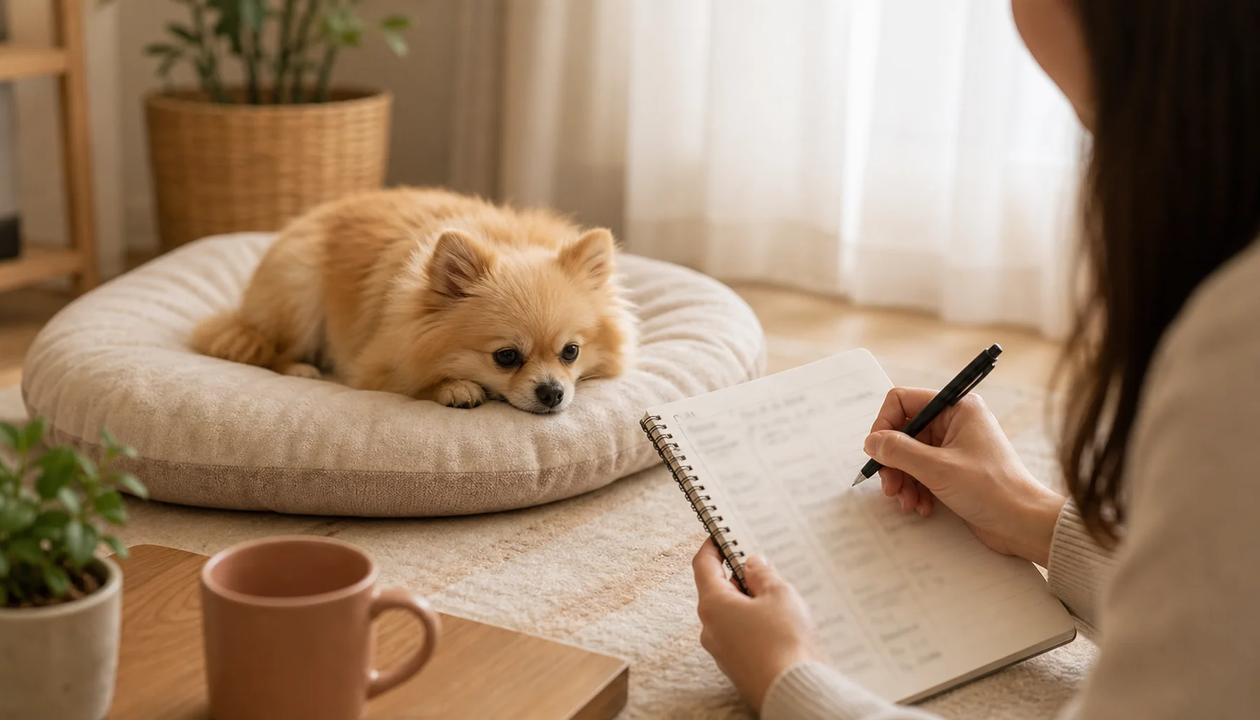 ストレスサインを記録する飼い主のノート