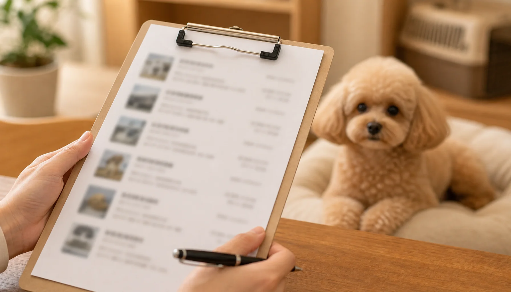 動物病院併設施設名リストを確認するクリップボード